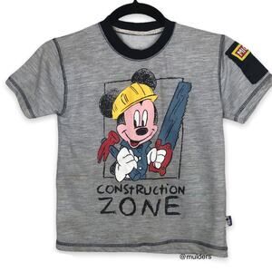 Vintage 90s Disney Mickey Mouse Construction Zone Kids Shirt - Flawed